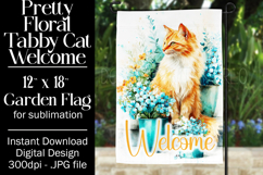 Tabby Cat Garden Flag, Floral Welcome Garden Flag Design 4 Product Image 1