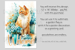 Tabby Cat Garden Flag, Floral Welcome Garden Flag Design 4 Product Image 2