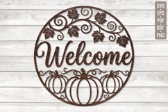 Welcome Pumpkin SVG Sign Product Image 1