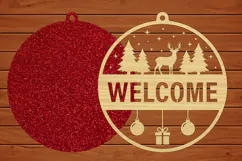 Welcome Reindeer Christmas Ornament SVG,Laser Cut File Product Image 2