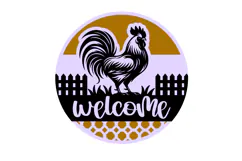 Welcome Rooster Farm Round Sign Laser Cut SVG Product Image 2