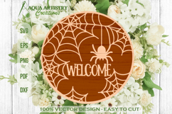 Welcome Spider web Halloween Round Sign Laser Cut SVG Product Image 1