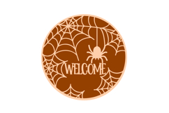 Welcome Spider web Halloween Round Sign Laser Cut SVG Product Image 2