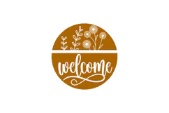 Welcome Floral Summer Round Sign Laser Cut SVG Template Product Image 2