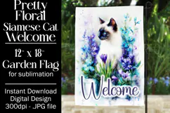 Siamese Cat Garden Flag, Floral Welcome Garden Flag Design 1 Product Image 1