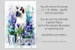 Siamese Cat Garden Flag, Floral Welcome Garden Flag Design 1 Product Image 2