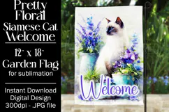 Siamese Cat Garden Flag, Floral Welcome Garden Flag Design 2 Product Image 1