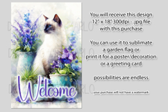 Siamese Cat Garden Flag, Floral Welcome Garden Flag Design 2 Product Image 2