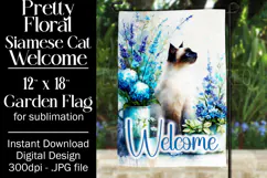 Siamese Cat Garden Flag, Floral Welcome Garden Flag Design 3 Product Image 1