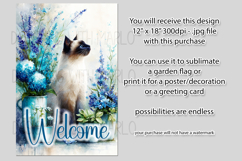 Siamese Cat Garden Flag, Floral Welcome Garden Flag Design 3 Product Image 2