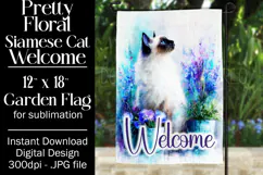 Siamese Cat Garden Flag, Floral Welcome Garden Flag Design 4 Product Image 1