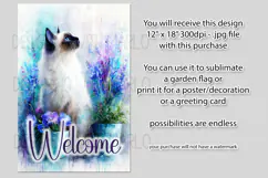 Siamese Cat Garden Flag, Floral Welcome Garden Flag Design 4 Product Image 2