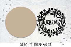 Welcome Round Sign SVG| Farmhouse Door Sign Laser Cut| Floral Frame