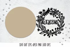 Welcome Round Sign SVG| Farmhouse Door Sign Laser Cut| Floral Frame