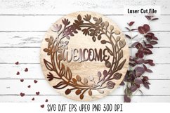 Welcome SVG| Welcome Door Sign Laser Cut| Floral Monogram