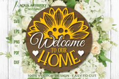 Welcome to our Home Sunflower Round Sign Laser Cut SVG Product Image 1