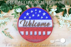 America Welcome Round Home Decor Sign Laser Cut SVG Design Product Image 1
