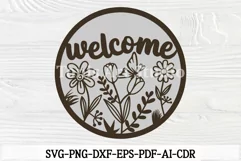 Floral Welcome Sign SVG | Laser Cut Door Hanger | Glowforge Product Image 5