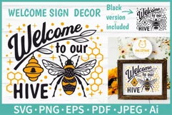 Welcome Sign With Bee SVG Cut File