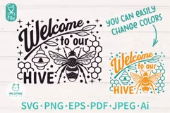 Welcome Sign With Bee SVG Cut File For Cricut And Silhouette