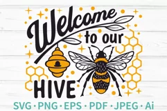 Welcome Sign With Bee SVG Cut File For Cricut