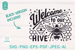 Welcome Sign With Bee SVG 