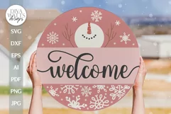 Welcome SVG Snowman Door Hanger SVG Winter Door Hanger svg Product Image 1