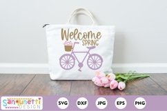 Welcome Spring bicycle SVG on a tote bag 