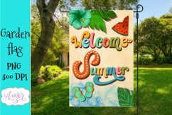 Welcome Summer Garden Flag Sublimation Design PNG Product Image 1