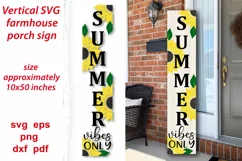 Summer Vibes only Vertical farmhouse porch sign with sunflowers, SVG layered design for summer, season home decoration.  