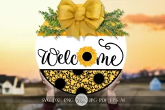 Welcome SVG Sunflower Door Hanger SVG Sunflower Sign svg Product Image 1
