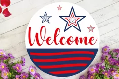 Welcome SVG, 4th Of July Round Sign SVG Design Product Image 3