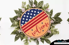 Welcome SVG, 4th Of July Round Sign SVG Design Product Image 1