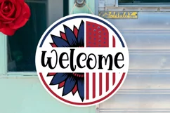 Welcome SVG, 4th Of July Round Sign SVG Design Product Image 2