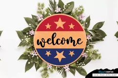 Welcome SVG, 4th Of July Round Sign SVG Design Product Image 2