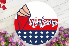 Welcome SVG, 4th Of July Round Sign SVG Design Product Image 2
