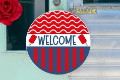 Welcome SVG, 4th Of July Round Sign SVG Design Product Image 2