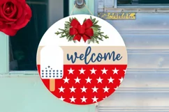 Welcome SVG, 4th Of July Round Sign SVG Design Product Image 2