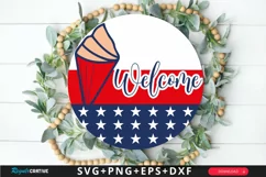 Welcome SVG, 4th Of July Round Sign SVG Design Product Image 1