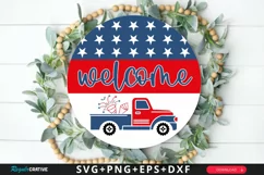 Welcome SVG, 4th Of July Round Sign SVG Design Product Image 1