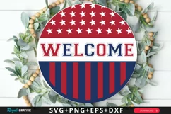 Welcome SVG, 4th Of July Round Sign SVG Design Product Image 1