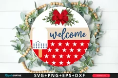 Welcome SVG, 4th Of July Round Sign SVG Design Product Image 1