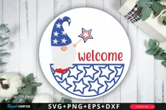 Welcome SVG, 4th Of July Round Sign SVG Design Product Image 1