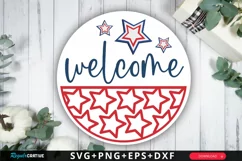 Welcome SVG, 4th Of July Round Sign SVG Design Product Image 1