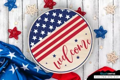 Welcome SVG, 4th Of July Round Sign SVG Design Product Image 2