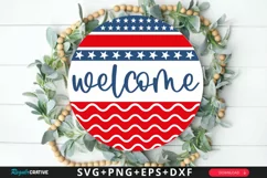 Welcome SVG, 4th Of July Round Sign SVG Design Product Image 2