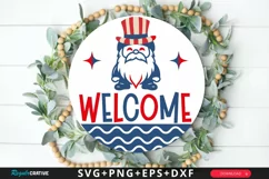 Welcome SVG, 4th Of July Round Sign SVG Design Product Image 1