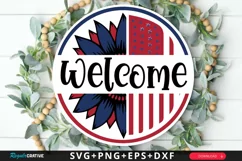 Welcome SVG, 4th Of July Round Sign SVG Design Product Image 1