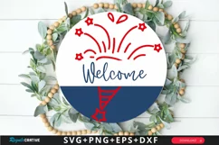 Welcome SVG, 4th Of July Round Sign SVG Design Product Image 1