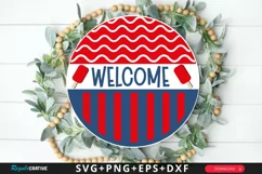 Welcome SVG, 4th Of July Round Sign SVG Design Product Image 1